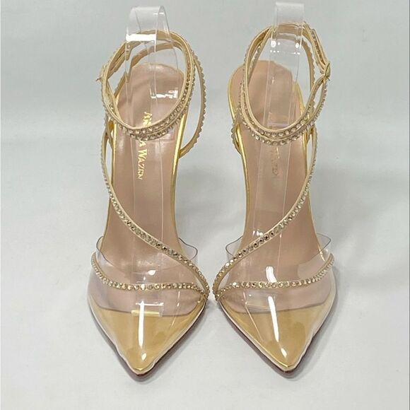 Andrea Wazen Leather & Crystal Pumps size 39.5 - Picture 4 of 13